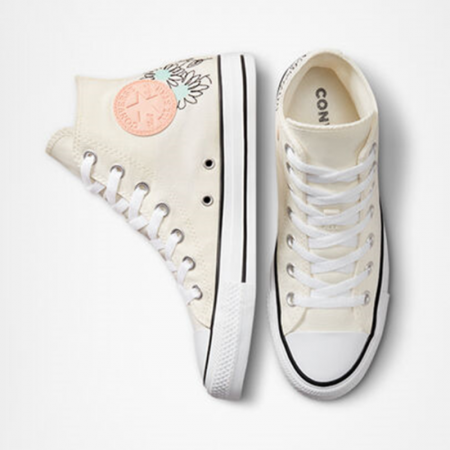 Chuck Taylor All Star Floral Embroidery-Egret/Cheeky Coral/Black